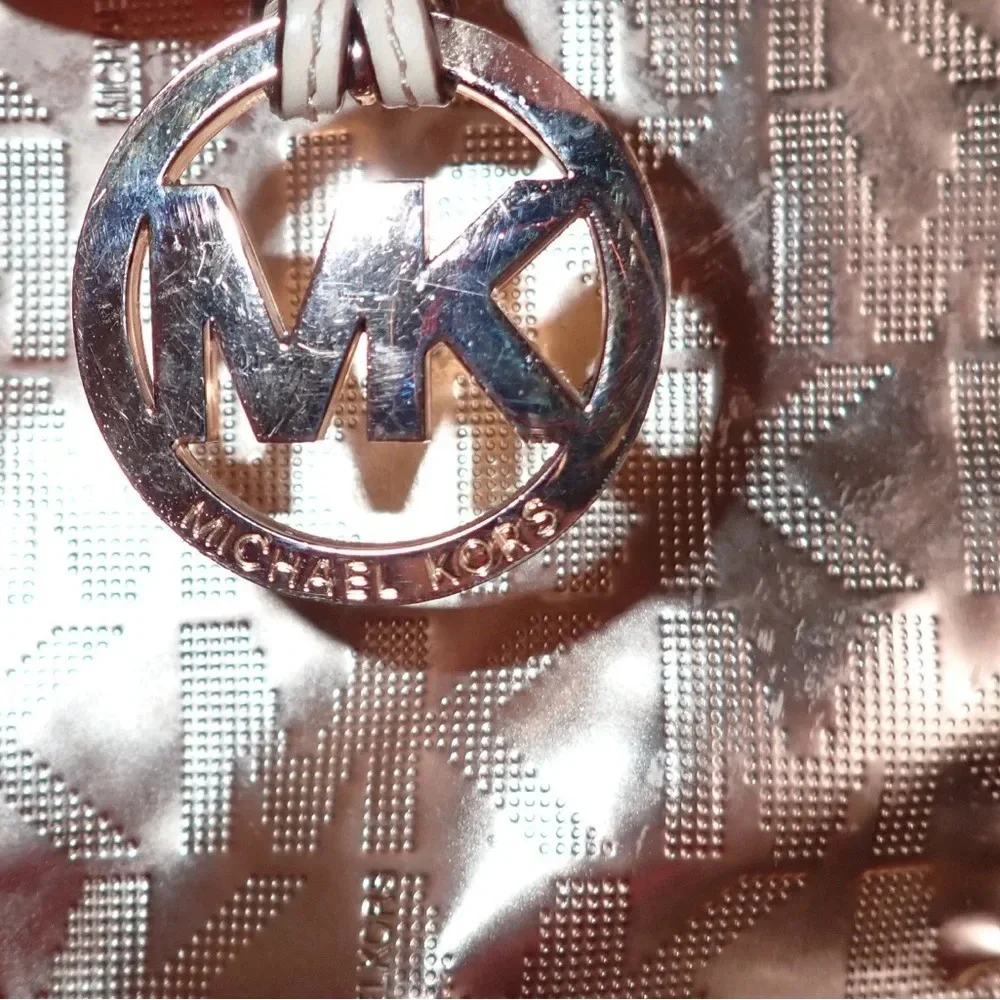 Michael Kors Metallic Mirror Rose Gold Tote Shoulder Bag - Picture 14 of 15